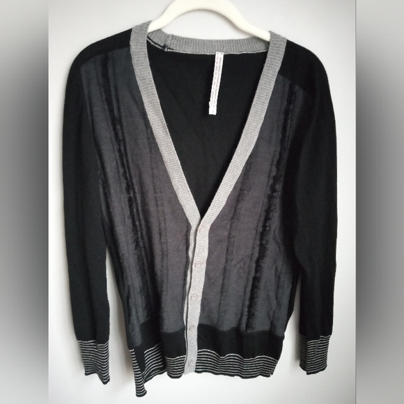 Antipast Wool/Silk Blend Cardigan Black & Gray Sweater Size M/L - Picture 8 of 10